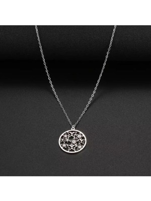 925 Ayar Gümüş Halka Içi Kelebek Çiçekler Kolye