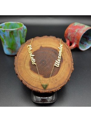 925 Ayar Gümüş Çift Isim Kalp Kolye