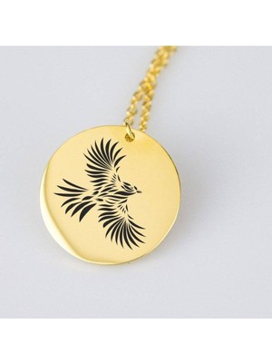 Has Altın Kaplama Kartal Disk 925K Kolye