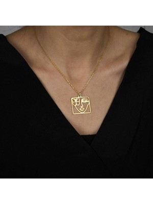 Has Altın Kaplama Kelebek Detaylı Silüet 925K Kolye