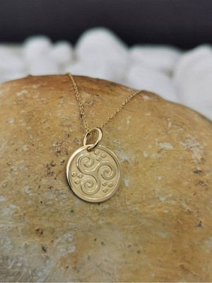 Has Altın Kaplama Üçlü Spiral 925K Kolye