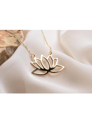 Has Altın Kaplama Lotus Çiçeği 925K Kolye