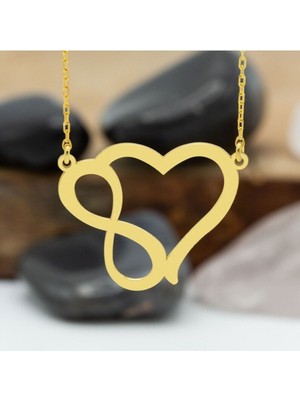 Has Altın Kaplama Sonsuzluk Kalp 925K Kolye