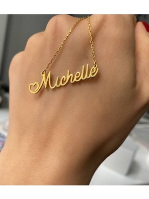 925 Ayar Gümüş Kalp Detaylı Isim Kolye