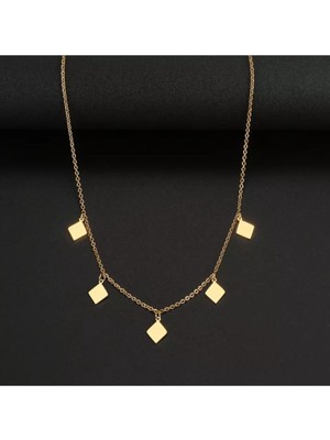 925 Ayar Gümüş Çoklu Dörtgen Kolye