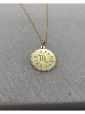 925 Ayar Gümüş Burç Haritası Akrep Burcu Kolye