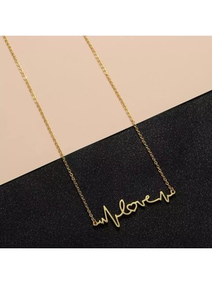 Has Altın Kaplama Kalp Atışı Love 925K Kolye