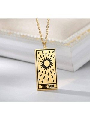 925 Ayar Gümüş Minimal Tarot The Sun Kolye