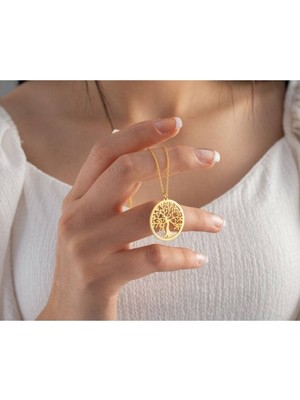 Has Altın Kaplama Hayat Ağacı 925K Kolye