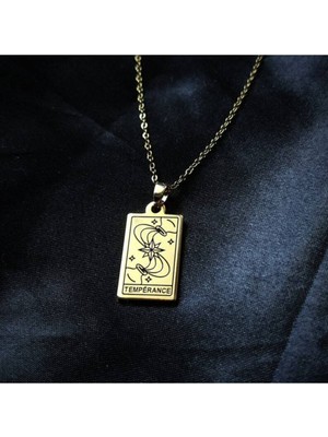 925 Ayar Gümüş Minimal Temperance Tarot Kolye