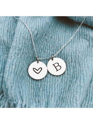 925 Ayar Gümüş Kalp Harf Charm Kolye