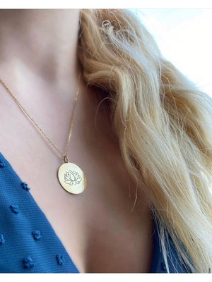 Has Altın Kaplama Lotus Çiçeği 925K Kolye