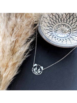 925 Ayar Gümüş Origami Panda Kolye