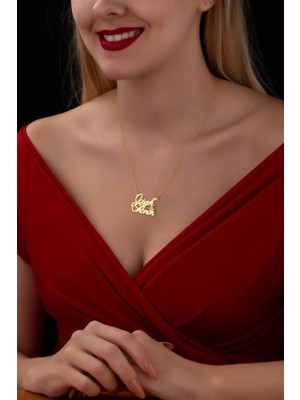 925 Ayar Gümüş Çift Isim Kolye