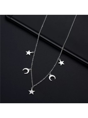 925K Kolye Çoklu Ay Yıldız