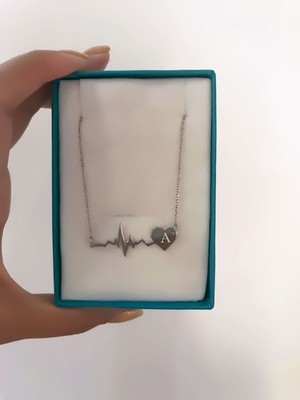 925 Ayar Gümüş Kalp Atışı Harf Kolye