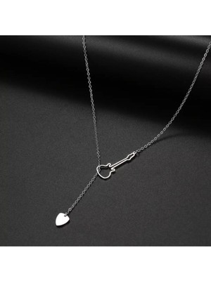 925 Ayar Gümüş Iç Içe Gitar Pena Kolye