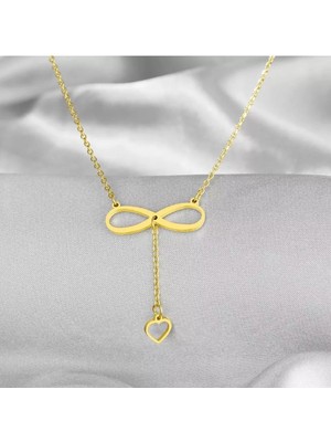 Has Altın Kaplama Sonsuzluk Sallantılı Kalp 925K Kolye