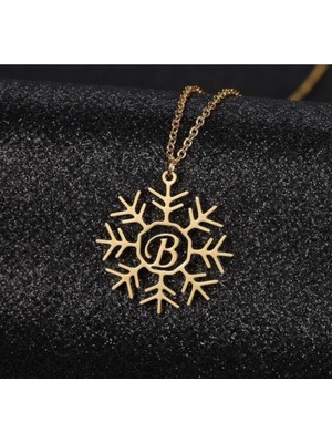 Has Altın Kaplama Kar Tanesi Harf 925K Kolye