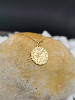 Has Altın Kaplama Tasarım Süleyman Mührü 925K Kolye