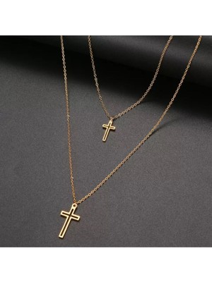 925 Ayar Gümüş Ikili Içi Boş Haç Kolye