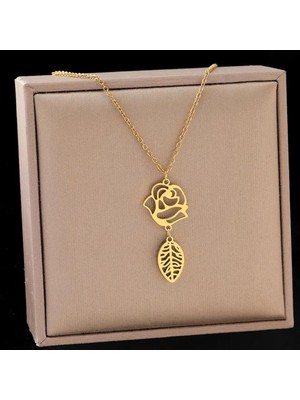 925 Ayar Gümüş Gül Yaprak Kolye