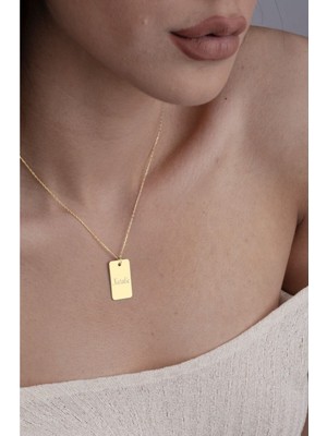 925 Ayar Gümüş Plaka Isim Kolye