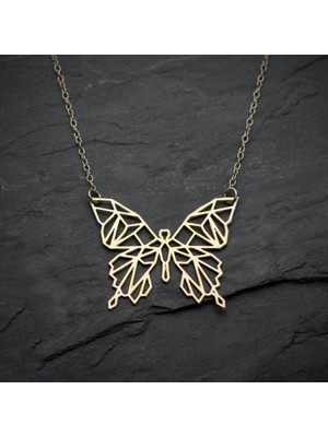 Has Altın Kaplama Origami Kelebek 925K Kolye