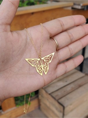 Has Altın Kaplama Origami Kelebek 925K Kolye