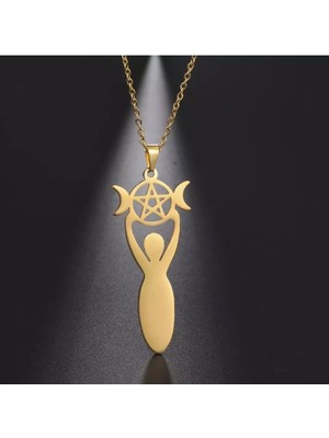 Has Altın Kaplama Ay Tanrıçası 925K Kolye