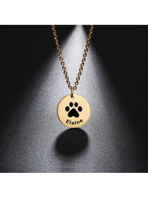 925 Ayar Gümüs Pati Plaka Altın Kaplama Kolye