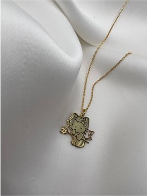 925 Ayar Gümüş Şeytan Tasarım Hello Kitty Kolye