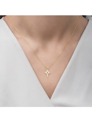 925 Ayar Gümüş Minimal Kuzey Yıldızı Kolye