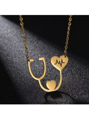 925 Ayar Gümüş Stetoskop Kalp Atışı Kolye