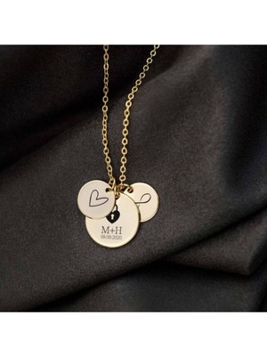 925 Ayar Gümüş Kalp ve Sonsuzluk Detaylı Kilit Harf Tarih Kolye