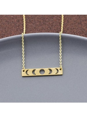 925 Ayar Gümüş Ayın Evreleri Plaka Kolye