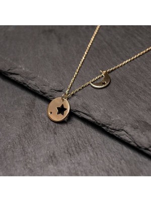 925 Ayar Gümüş Ay Yıldız Kolye