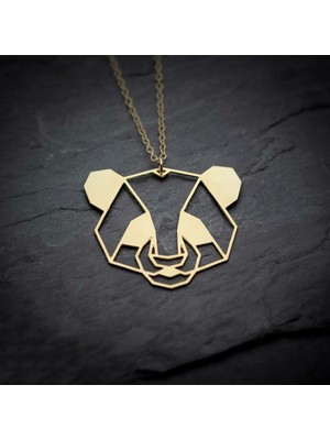 Has Altın Kaplama Origami Panda 925K Kolye