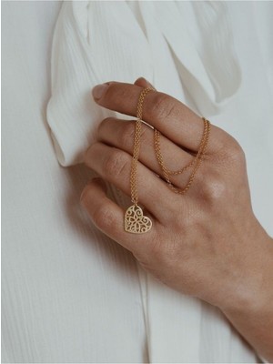 925 Ayar Gümüş Tasarım Kalp Kolye