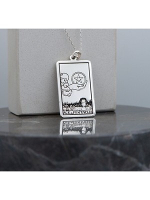 925 Ayar Gümüş Tarot (Ace Of Pentacles) 5 Köşeli Yıldız Ası Kolye