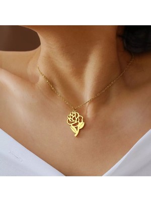 Has Altın Kaplama Gül 925K Kolye