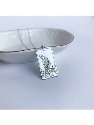 925 Ayar Gümüş Tarot (Strength) Karar Kolye