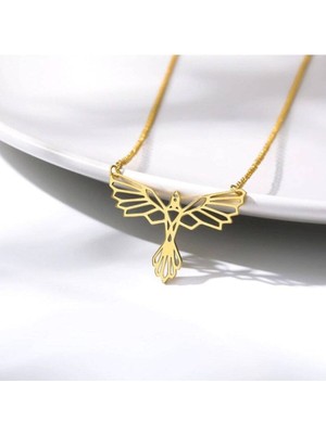 925 Ayar Gümüş Origami Anka Kuşu Kolye