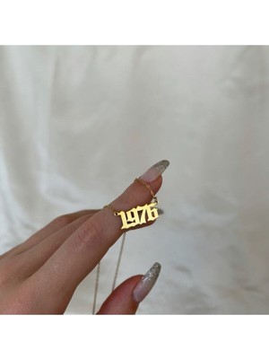 925 Ayar Gümüş Old English Yıl Tarih Kolye