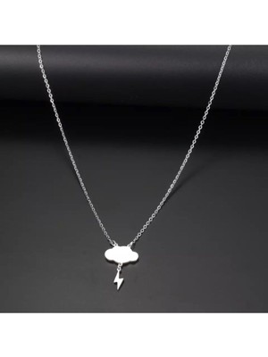 925 Ayar Gümüş Bulut ve Şimşek Kolye