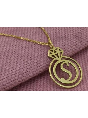 925 Ayar Gümüş Tek Taş Baş Harf Kolye