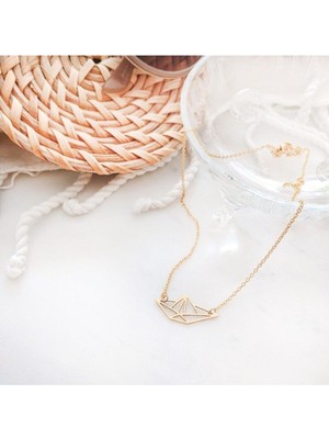 925 Ayar Gümüş Origami Tekne Kolye