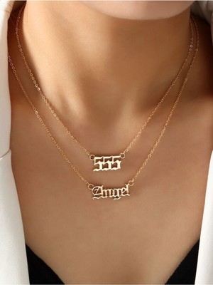 925 Ayar Gümüş Çift Zincir Melek Sayısı 555 Angel Kolye