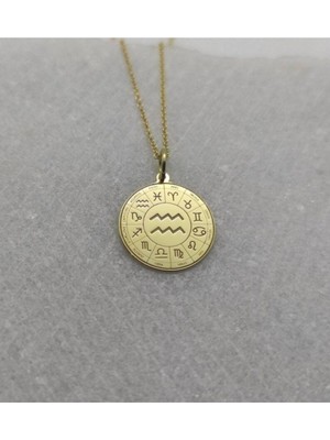 925 Ayar Gümüş Burç Haritası Kova Burcu Kolye