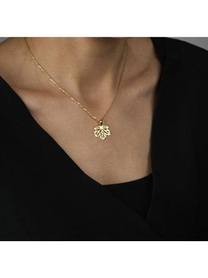 Has Altın Kaplama Yaprak 925K Kolye